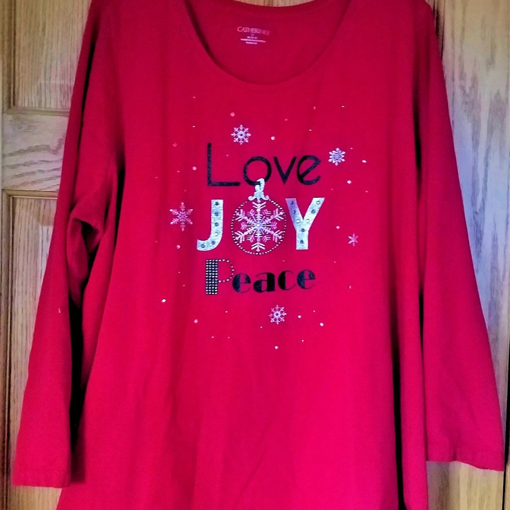 Catherines Long Sleeve Red Holiday Shirt